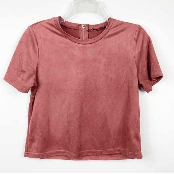 Zara Tops - Zara Trafaluc Velvet Short Sleeve Crop Top